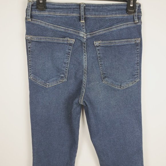 Free People High Rise Jeggings In Deep Indigo Blue With A Frayed Hem Sz 29 NWT - Picture 4 of 11